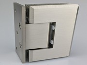 Bevelled glass to wall hinge brushed nickel